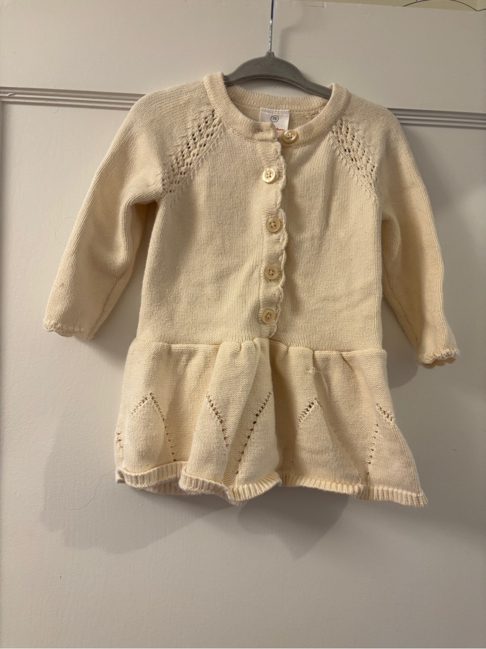 Hanna Anderson Cream Knit Button-Front Dress